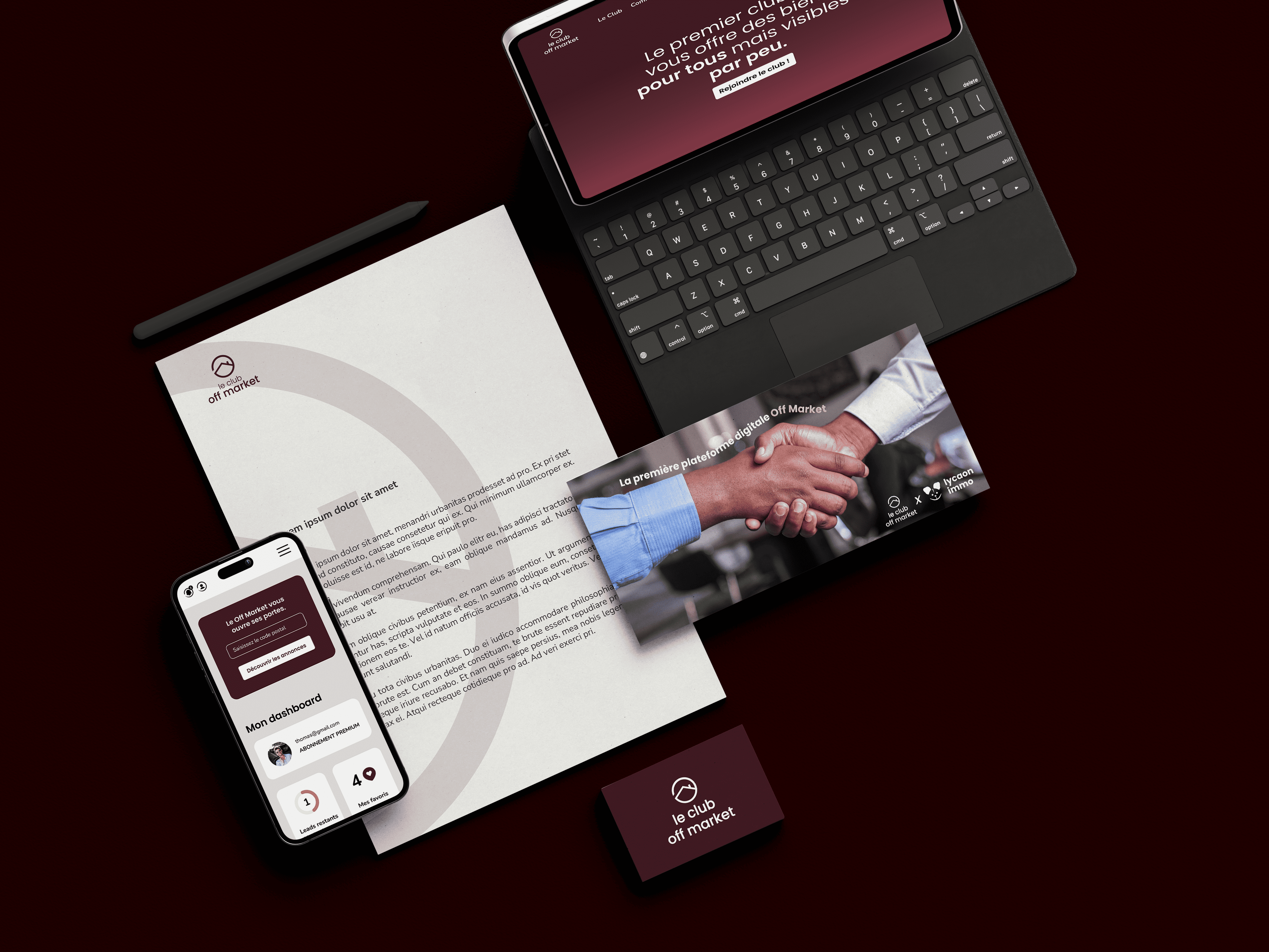 Identité visuelle réalisé pour Le Club Off Market