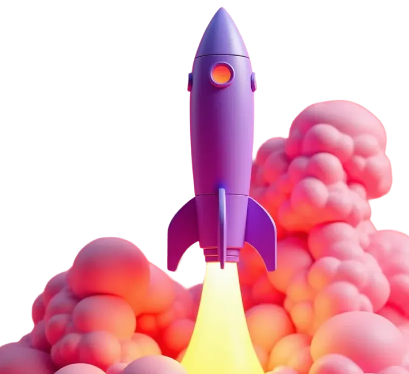 A 3d render of a launching rocket