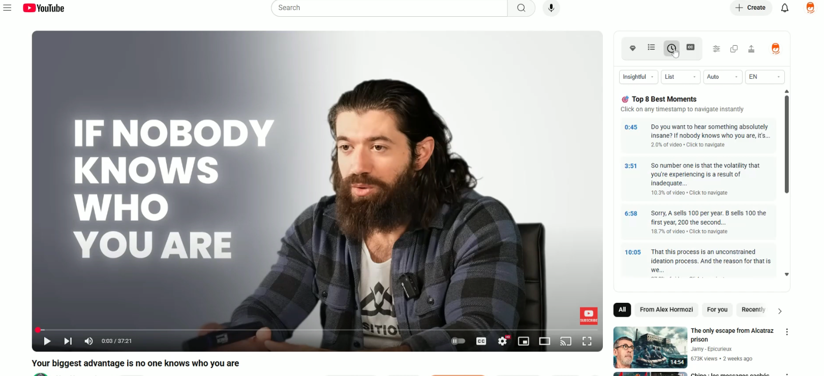 YouTube video summary with timestamps using Sumrify