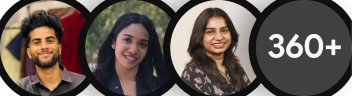 Profile pictures of three diverse people followed by a circle labeled 120+ indicating more profiles.