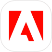 Adobe company logo with stylized red A on white background.