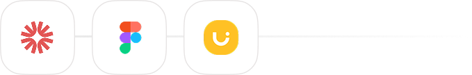 Four app icons representing Zapier, Figma, a yellow app with a smile, and a white star on gray background.