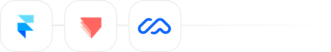 Four app logos connected in a row by thin gray lines on a white background.