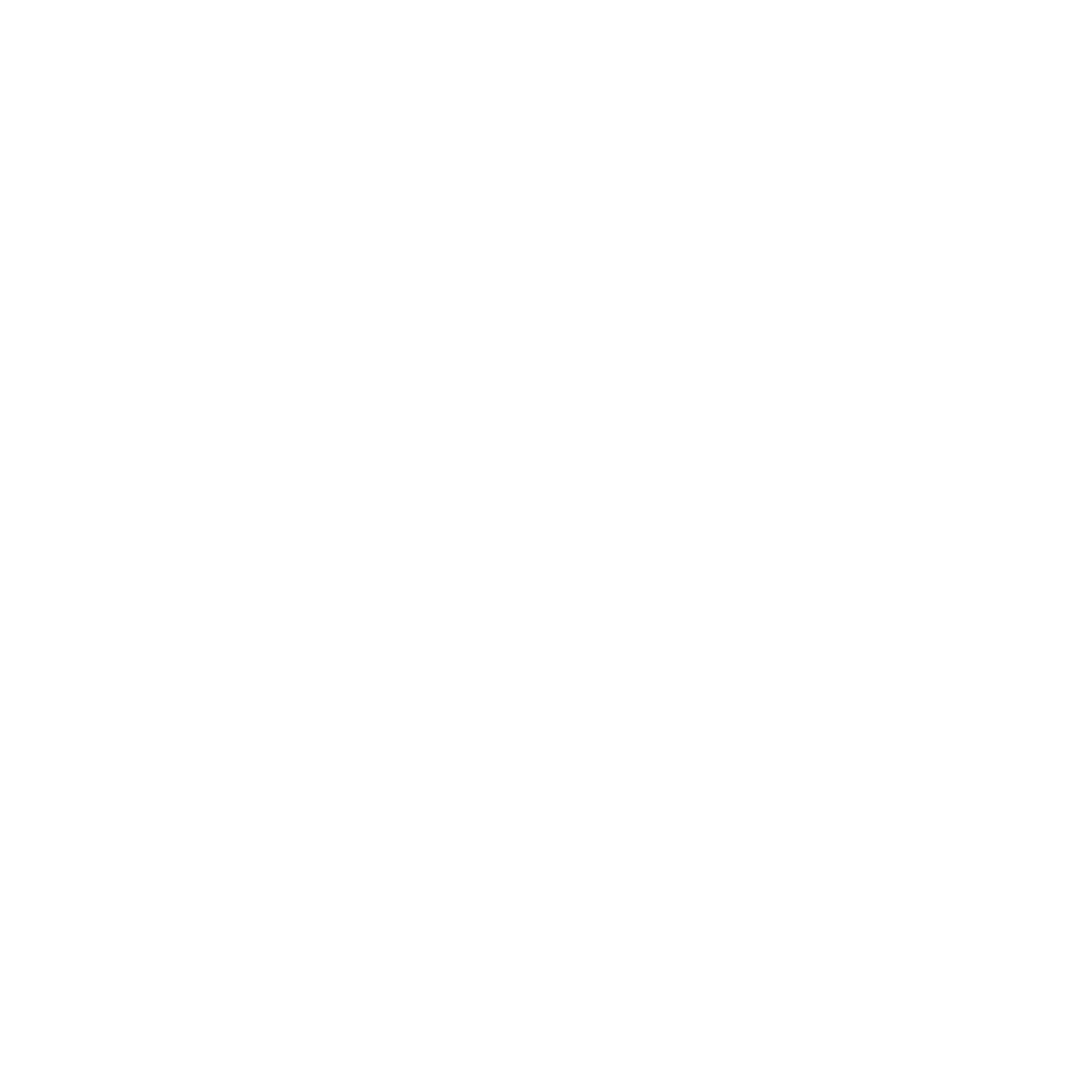 White map location pin icon with a circular hole in the center on a black background.