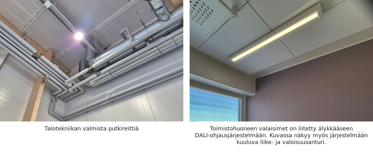 Valmis talotekniikan putkireitti sekä DALI-ohjatut toimistovalaisimet Williamssonin terminaalissa