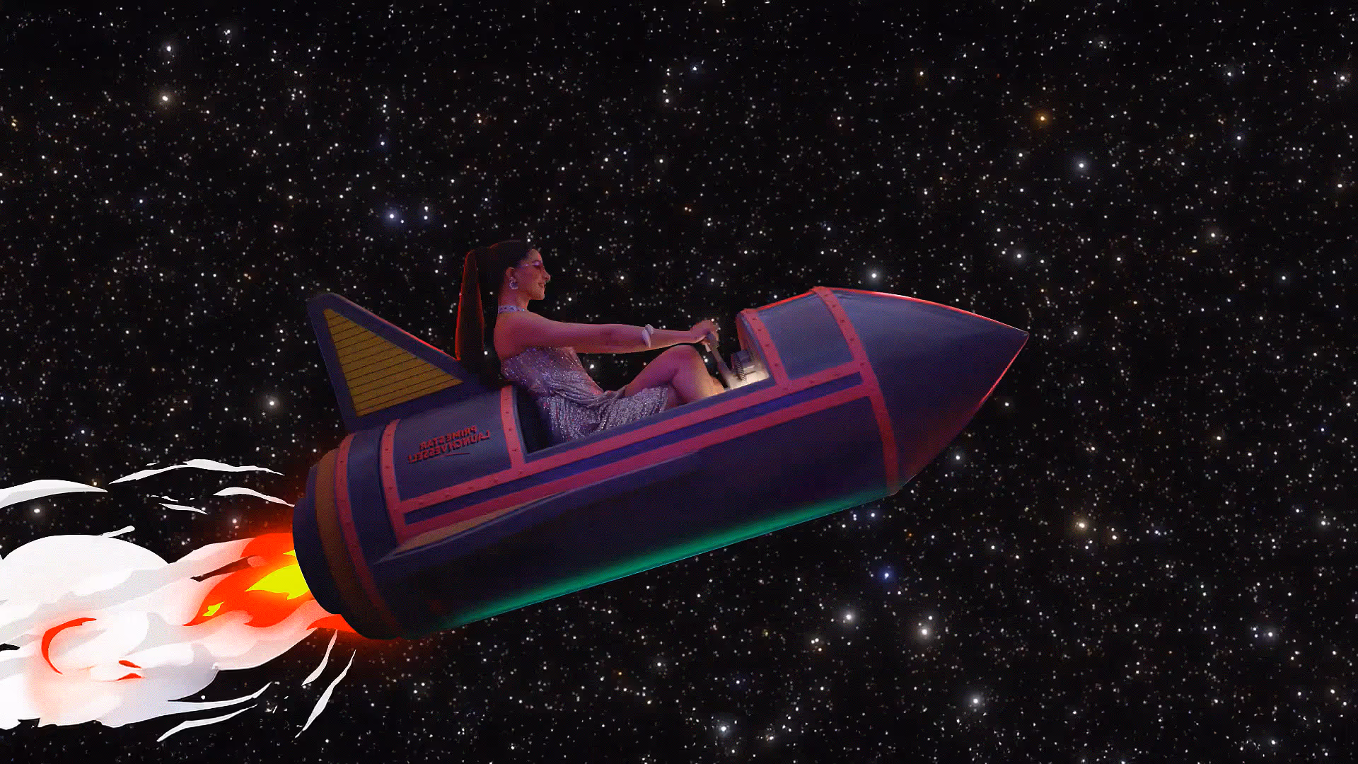 A bollywood actress on a rocket