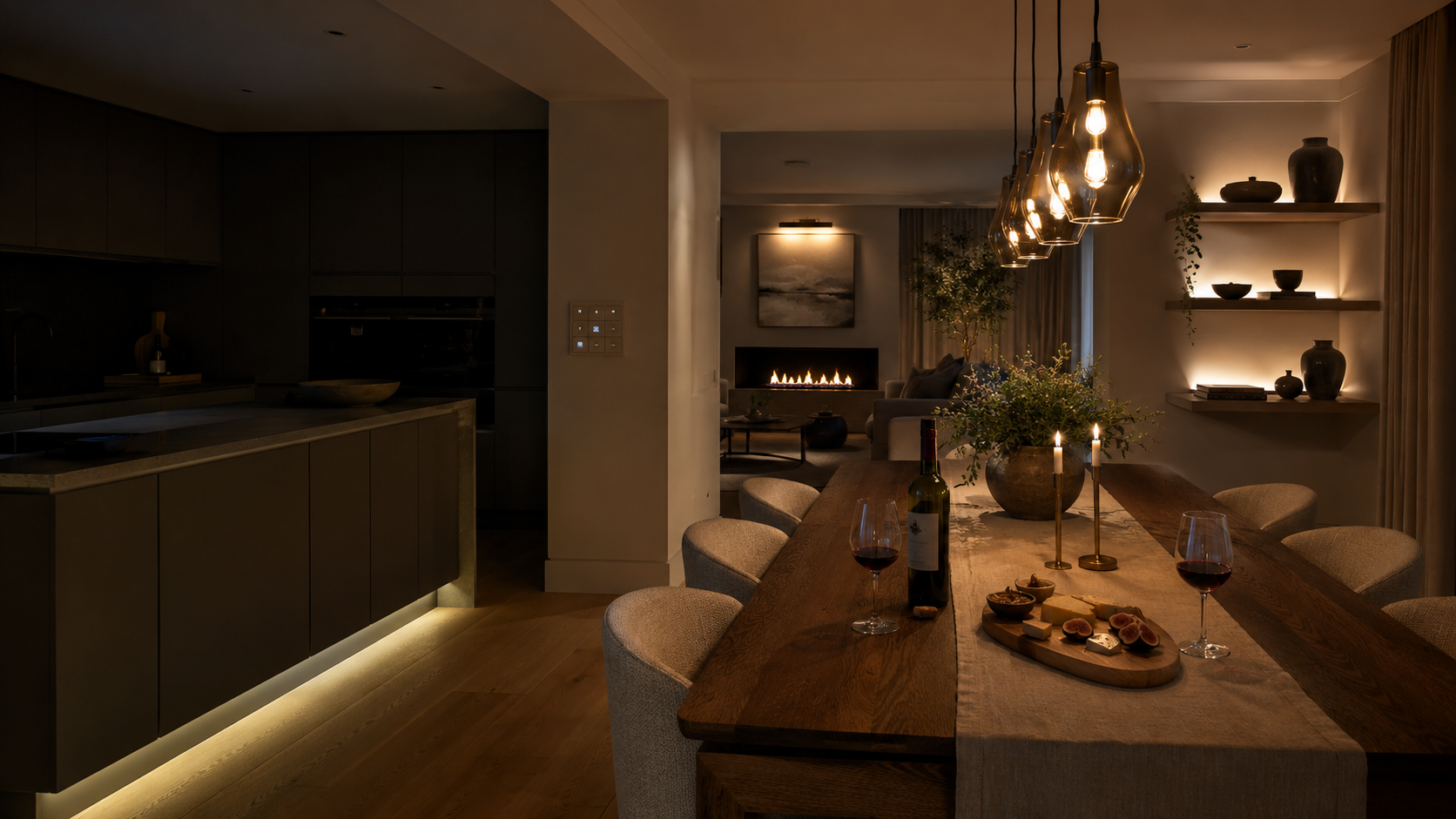 Evening — kitchen island