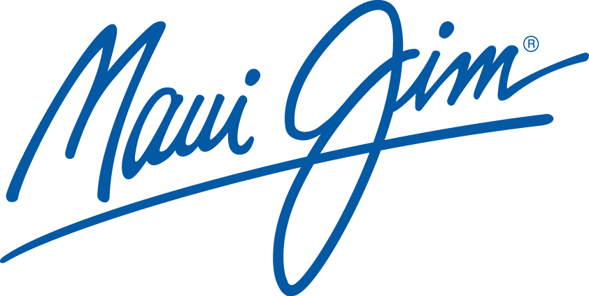 Maui Jim logo in blue stylized text