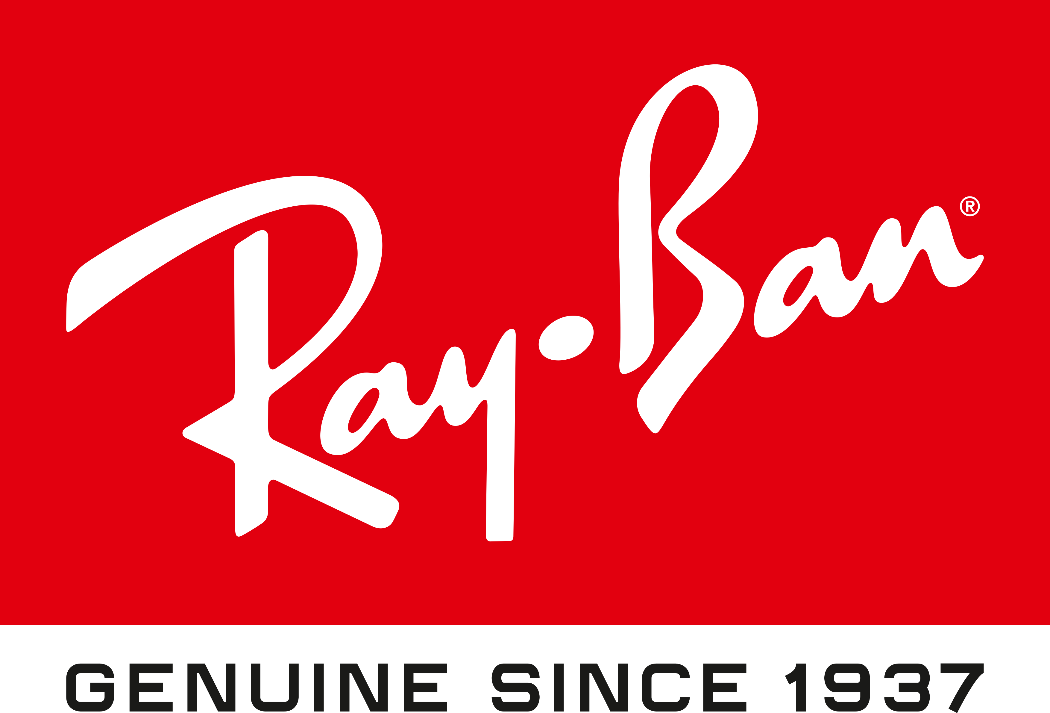 ray ban red logo white text