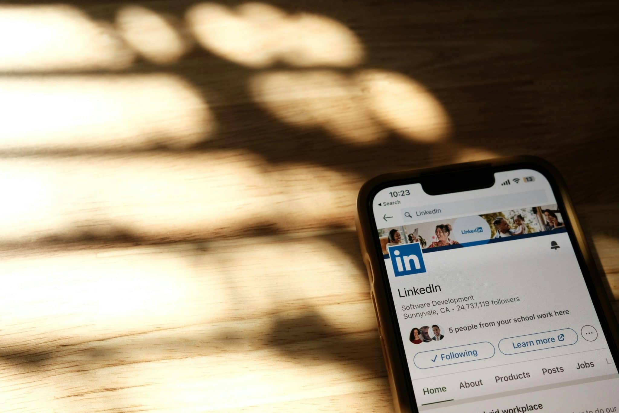 Iphone showing LinkedIn