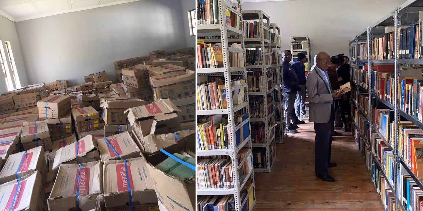 Biblioteket på Umpumulo før og etter