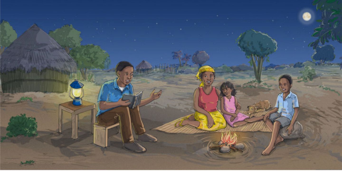 Bildet viser en illustrasjon fra sistesiden av Fader vår på hozo