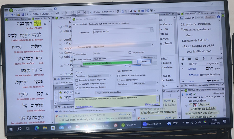 Bildet viser en PC-skjerm med oversettelsesprogrammer