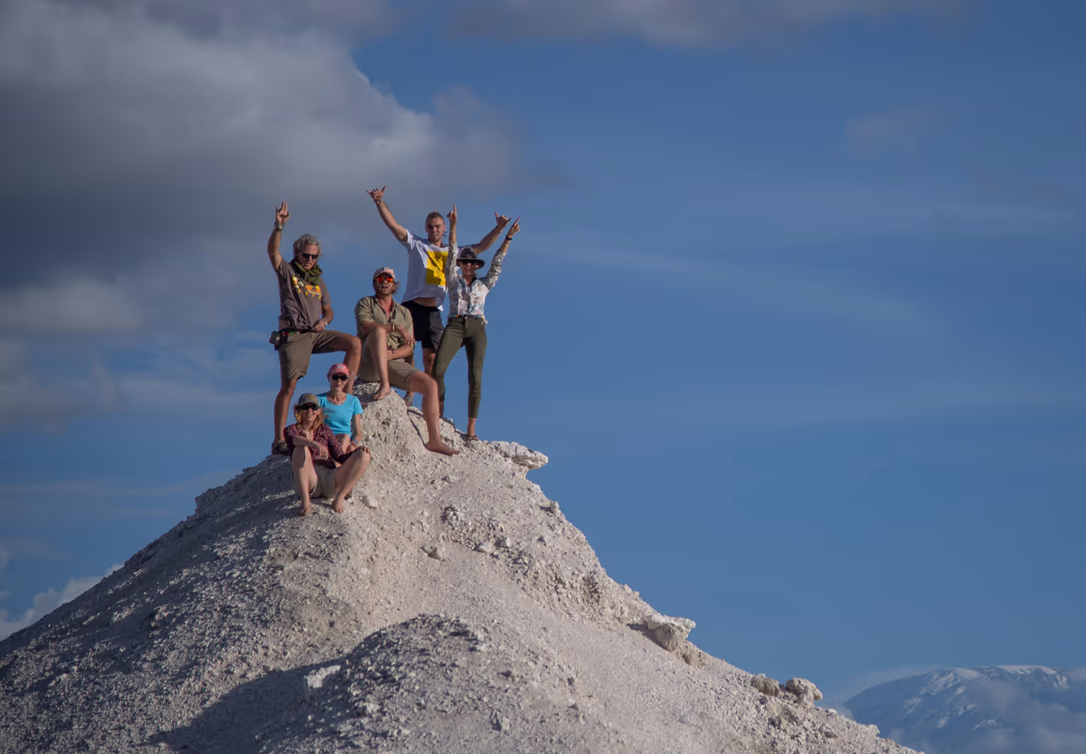 Family photo on the top of a mount in TZ