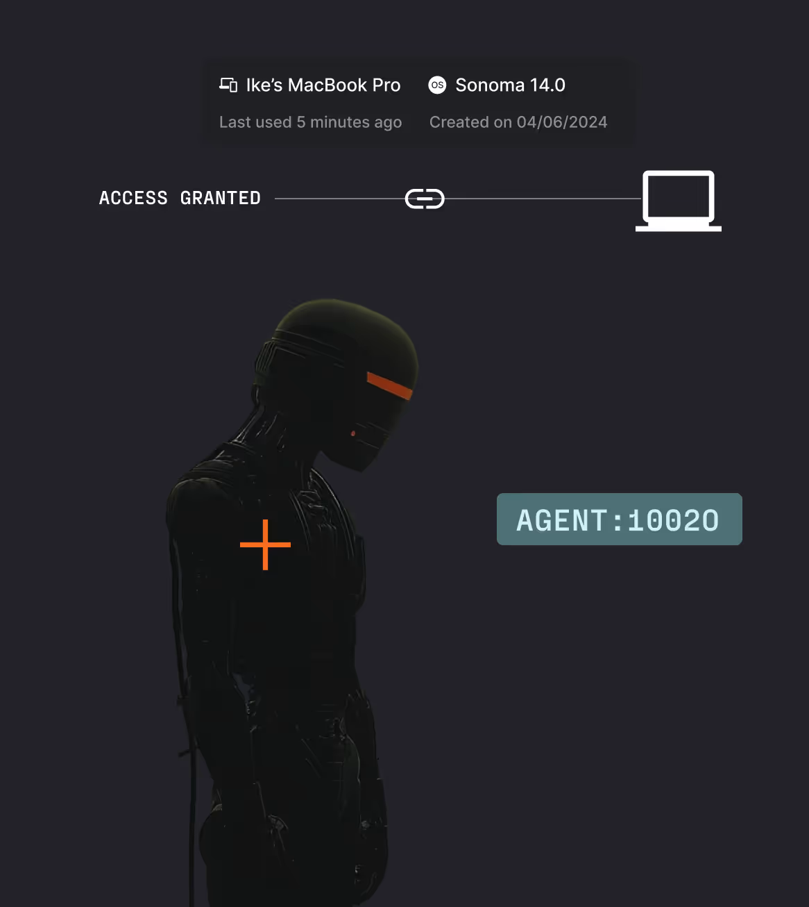 A close-up view of a laptop keyboard with a display showing statistics related to device misconfigurations. Key data includes total devices, active status, and pending configurations, emphasizing security aspects like MFA and device trust.