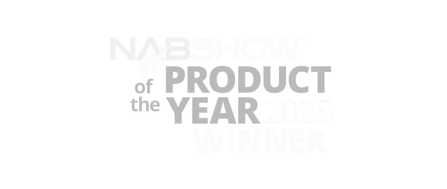 NAB Show Product of the Year 2025 Winner badge.
