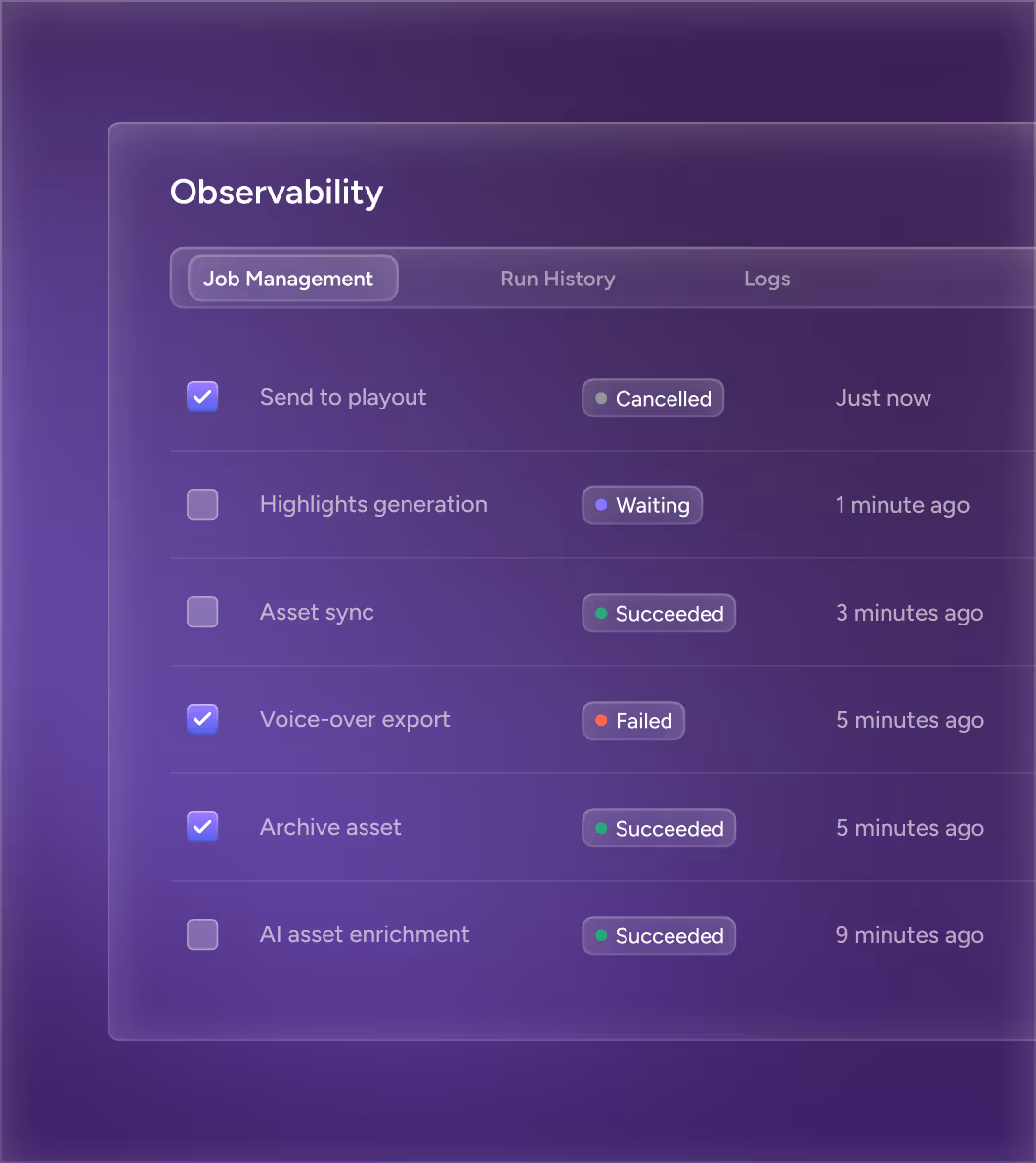 Media workflow orchestration job management by qibb