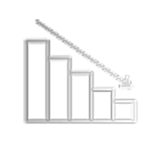 icon of a decreasing chart with arrow pointing down