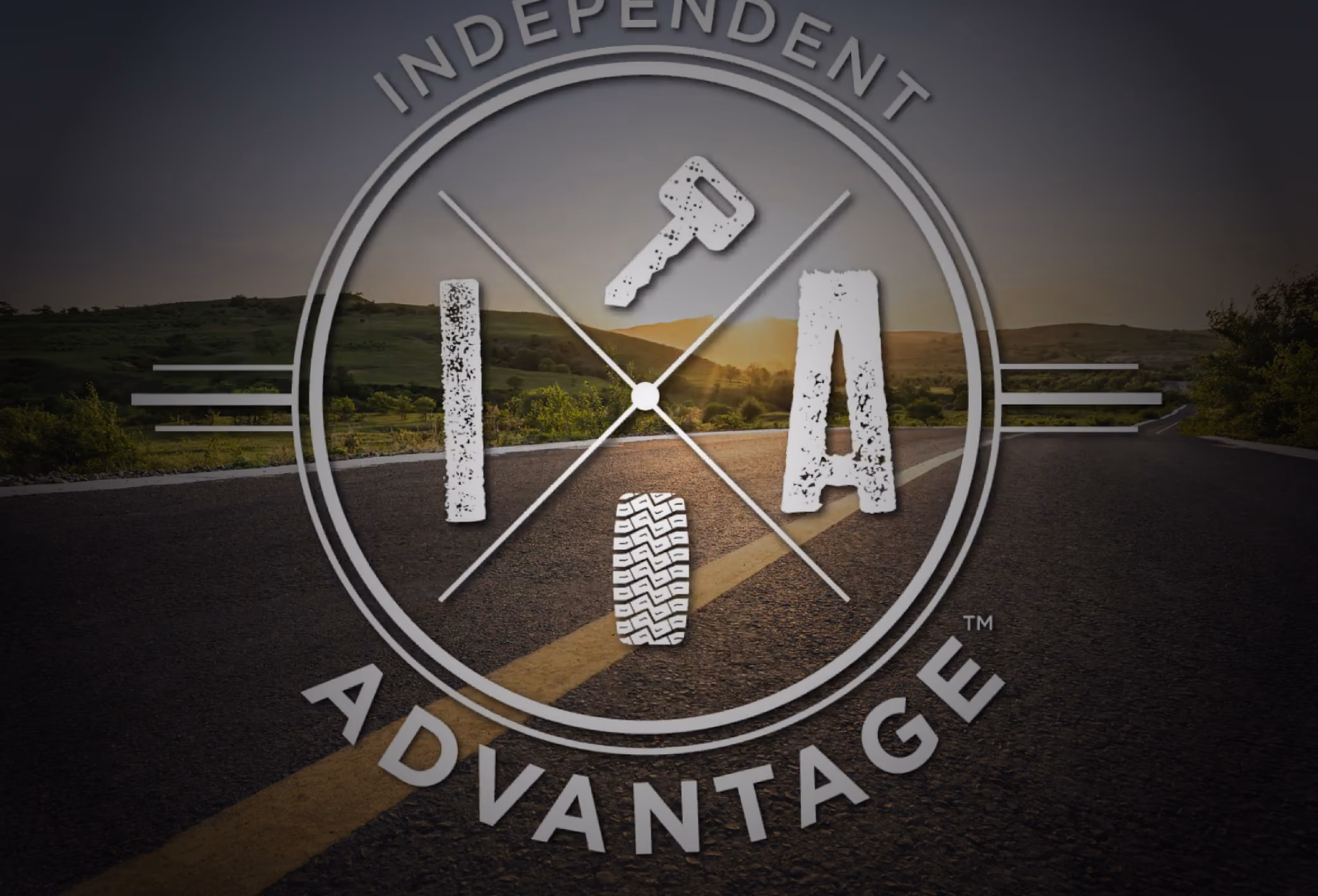 Independent Advantage logo positioned over image of the road