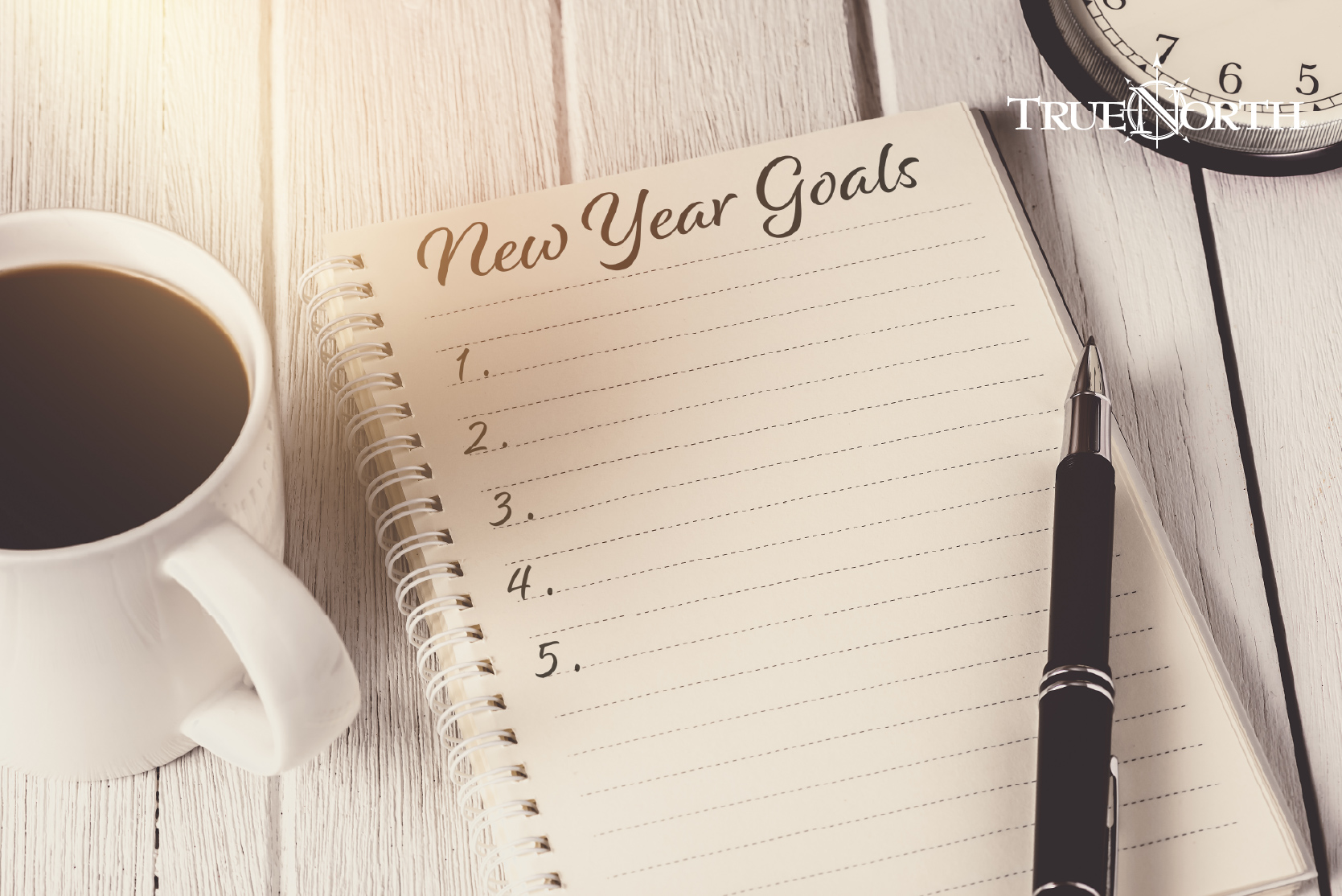 Piece of paper with list new year goals list