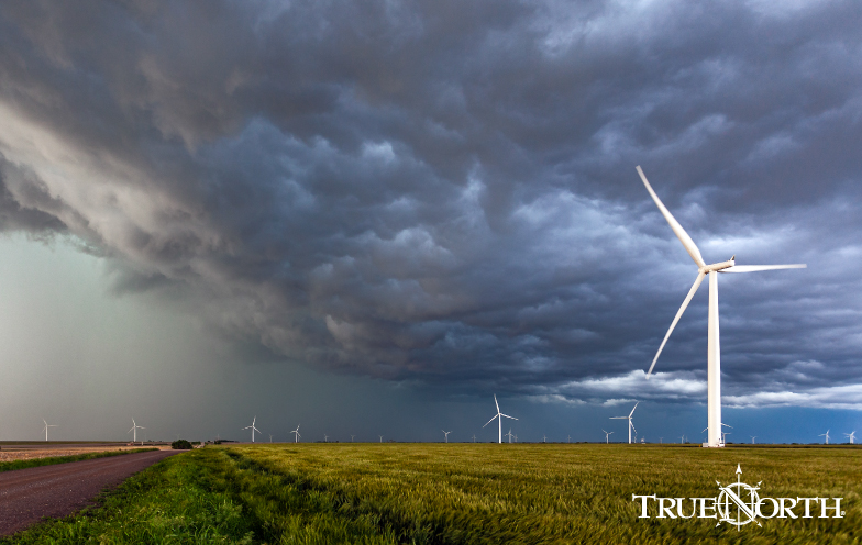 Iowa landscape with storm clouds. 