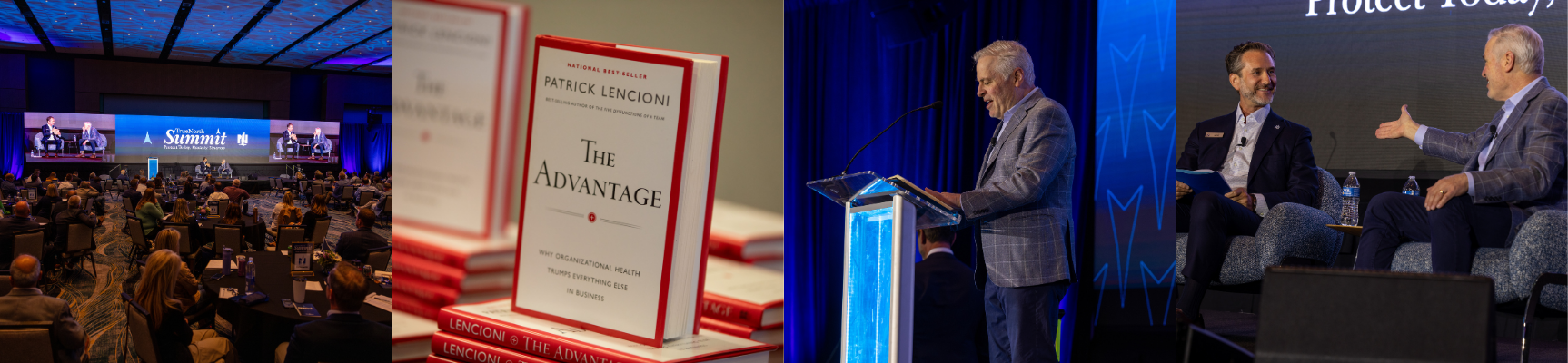 Photo collage of Patrick Lencioni at the TrueNorth Summit.