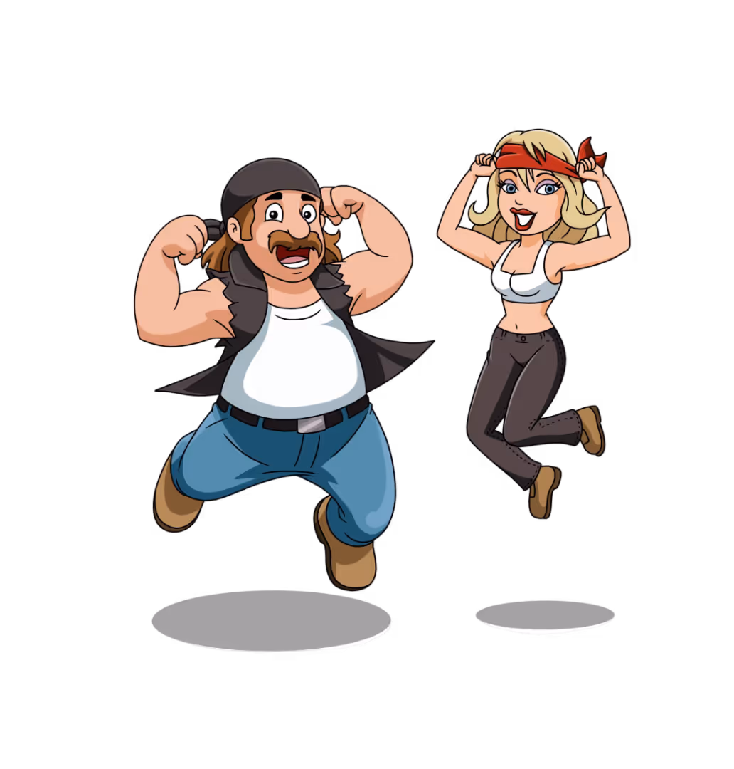 Giggling Gods Entertainment characters in colorful cartoon artwork featuring bold comic-style design and expressive animated personalities.