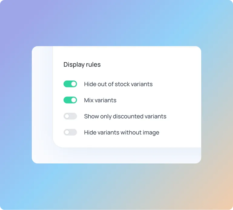 split variants by any options