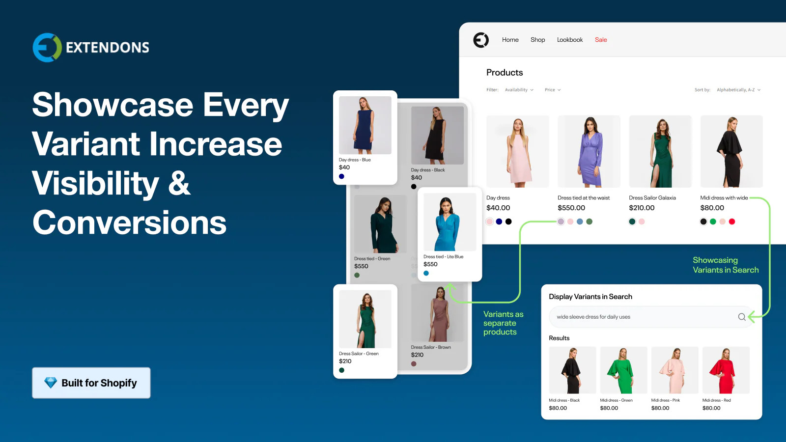 EX Show Variants on Collection Shopify app by Extendons