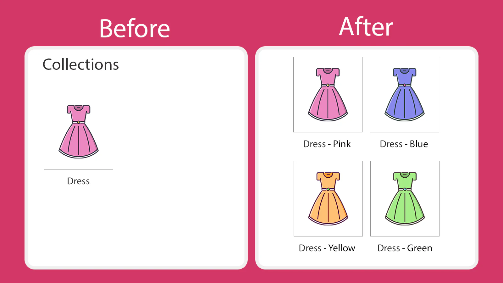 Varia Shopify app — manual variant assignment on collection pages