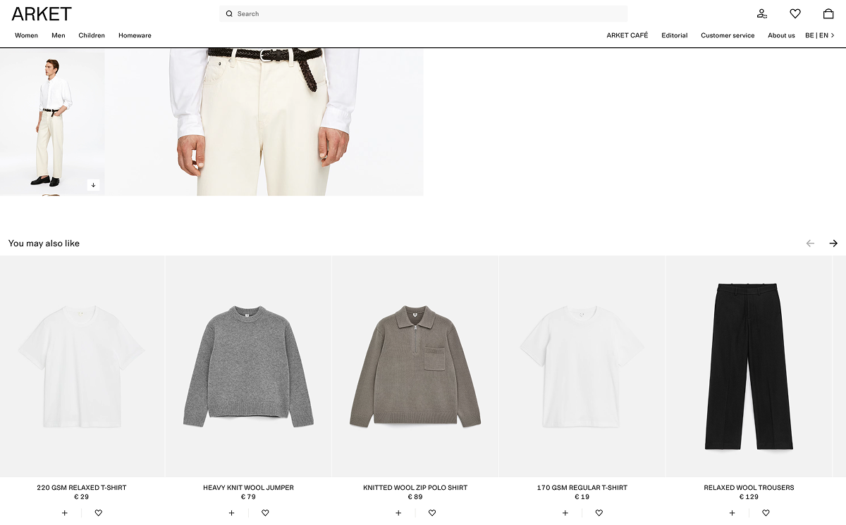 Example of a product grid featuring a ‘You may also like’ recommendation block for related products.