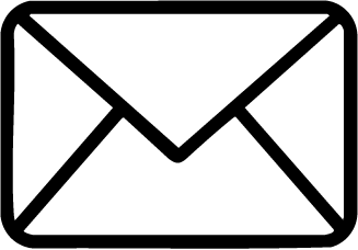 Black and white envelope icon symbolizing email or mail.
