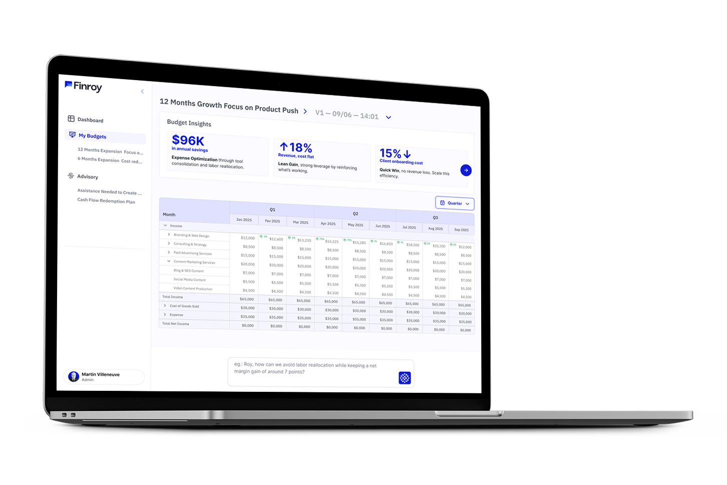 Finroy Small Business Dashboard