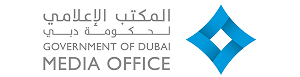 Government of Dubai Media Office logo with Arabic text and a blue diamond-shaped emblem.