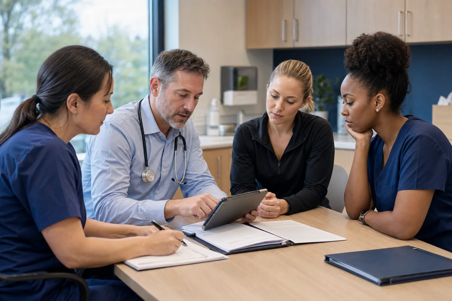 The PrimaryMD care team reviews a member’s records together.