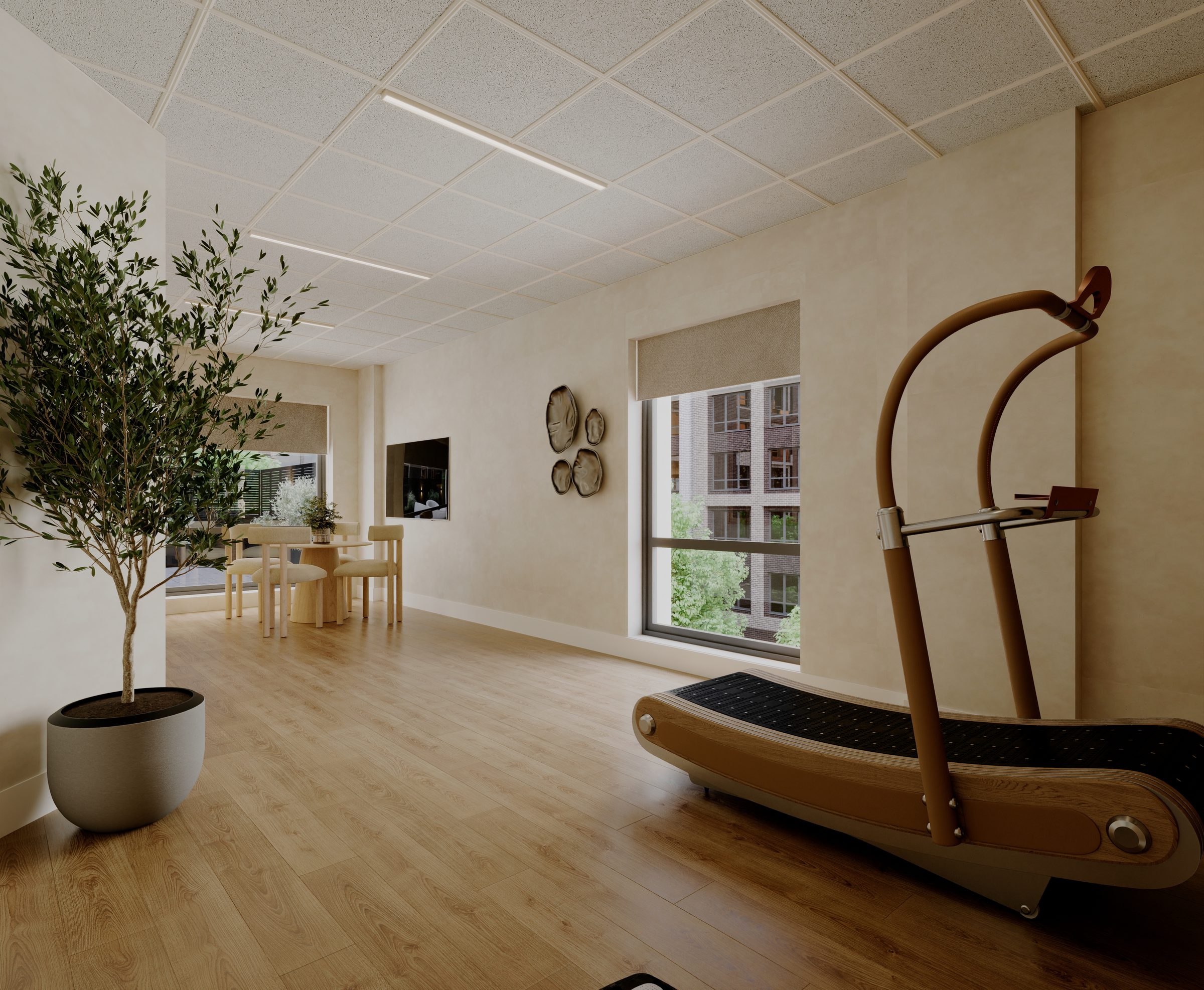 The PrimaryMD SoHo performance room, with a curved treadmill and testing area