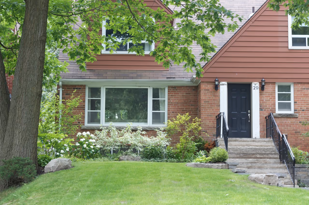 Garden view of the front of the house