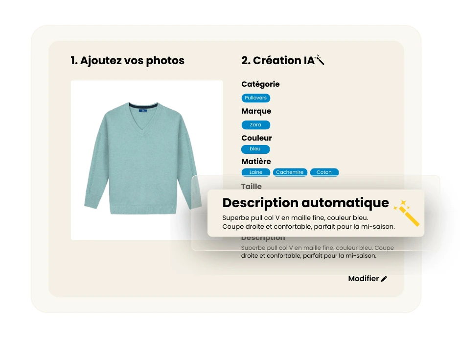 L'IA Dresskare conseille les prix pour tes annonces Vinted et Shopify