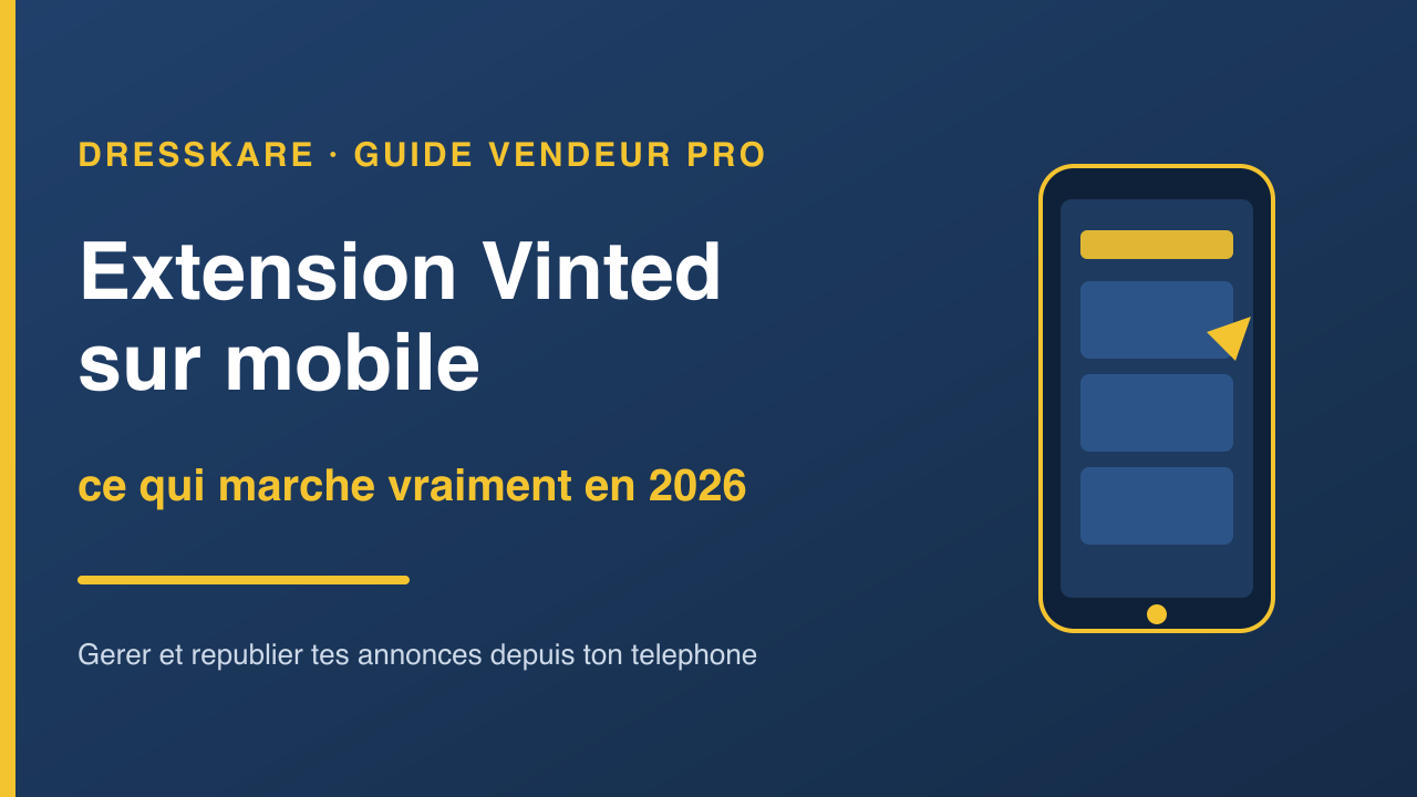 Extension Vinted sur mobile en 2026 : gérer et republier ses annonces depuis son téléphone, guide DressKare