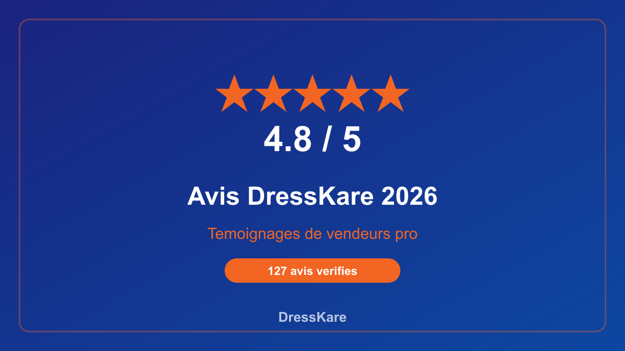 Avis DressKare 2026 : note 4.8/5 sur 127 temoignages de vendeurs pro seconde main