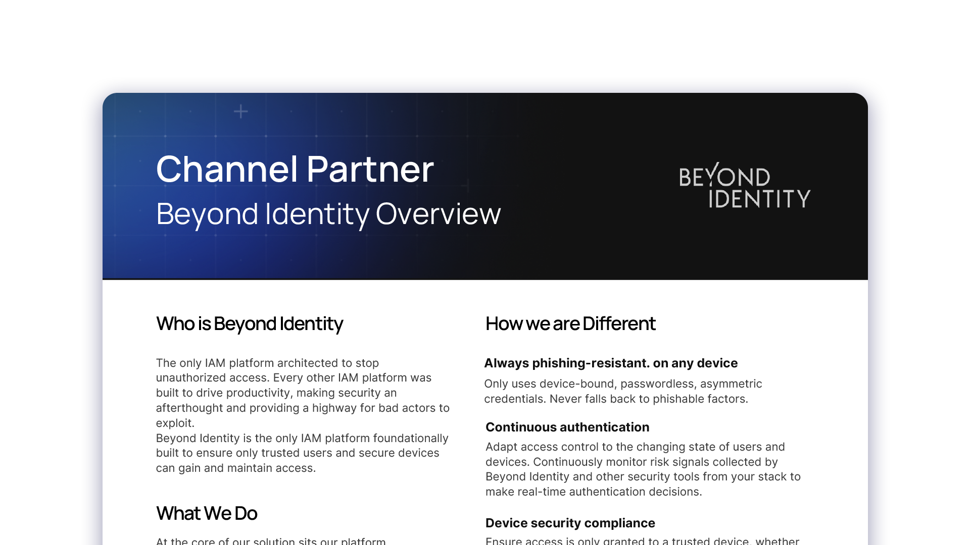 Channel Partner Beyond Identity Overview