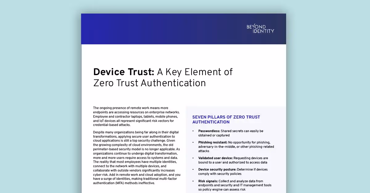 Device Trust: A Key Element of Zero Trust Authentication