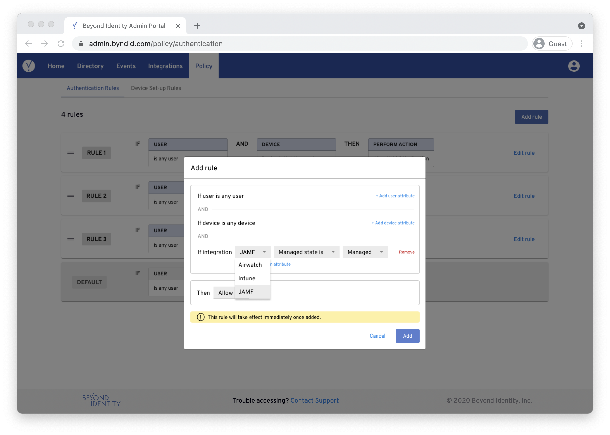 console - policy - MDM checks