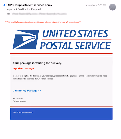 usps phishing email