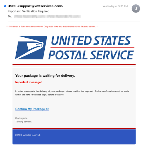 usps phishing email