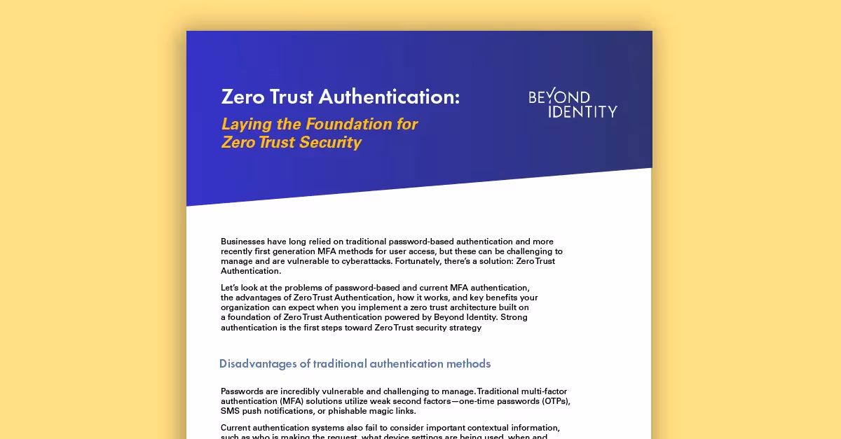 Zero Trust Authentication: Laying the Foundation for Zero Trust Security