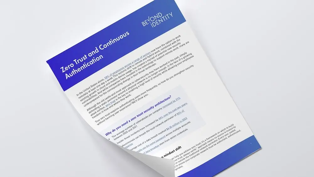 Zero Trust and Continuous Authentication: A Partnership for Network Security