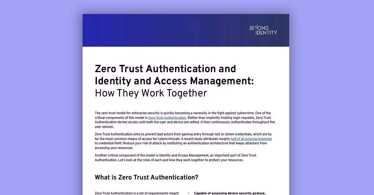Zero Trust Authentication and Identity and Access Management