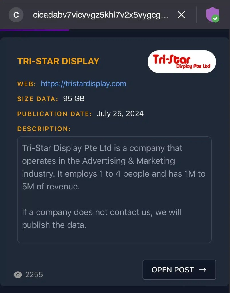 Tri-Star Display Cyberattack