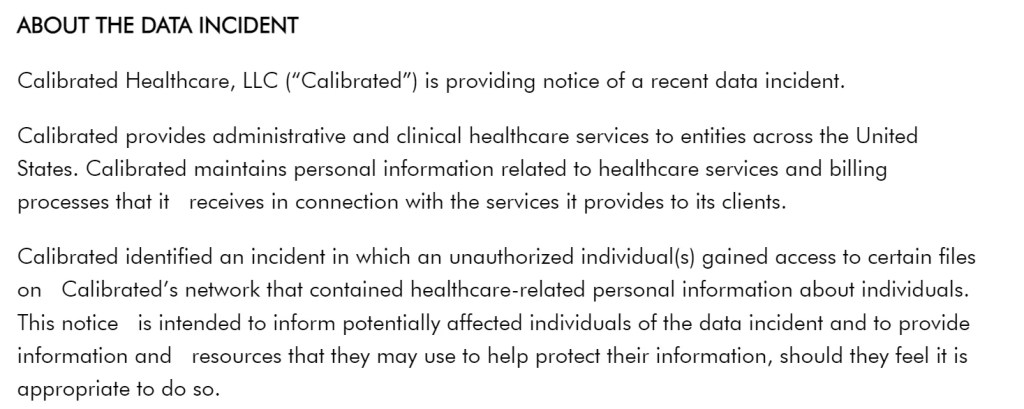 Calibrated Data Breach